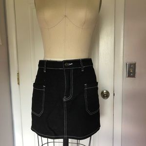 BLACK DENIM W/ WHITE TOPSTITCH MINISKIRT